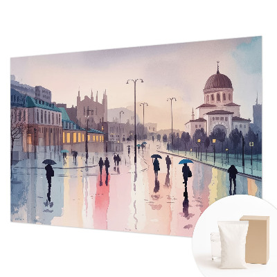 Stor fototapet En regnfuld gåtur