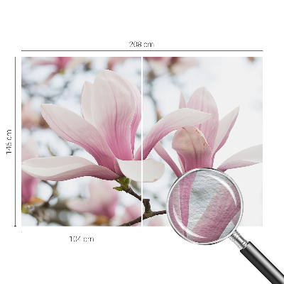 3D fototapet med motiv af magnoliablomster