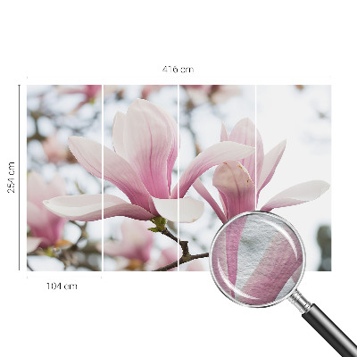 3D fototapet med motiv af magnoliablomster