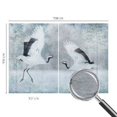 Non-woven fototapet med et motiv af harmoniske kraner