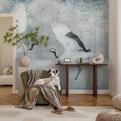 Non-woven fototapet med et motiv af harmoniske kraner