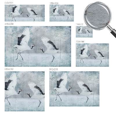 Non-woven fototapet med et motiv af harmoniske kraner