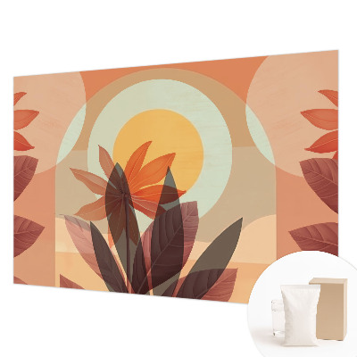 Fototapet stue med abstrakt blomsterdesign