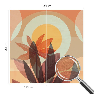 Fototapet stue med abstrakt blomsterdesign