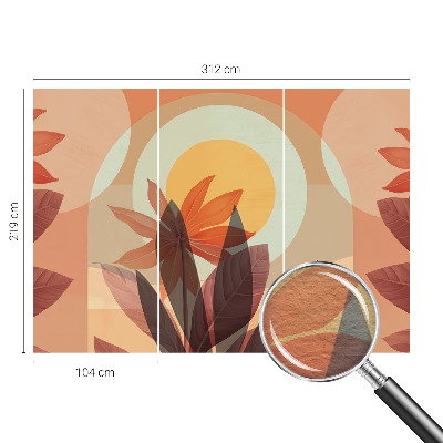 Fototapet stue med abstrakt blomsterdesign