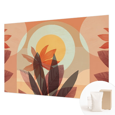 Fototapet stue med abstrakt blomsterdesign