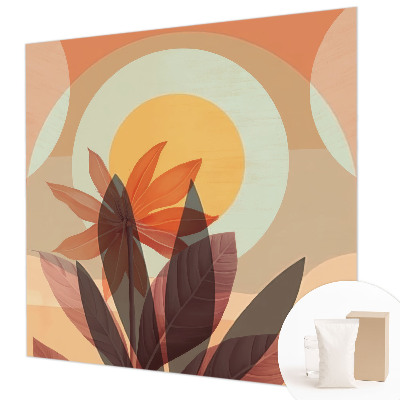 Fototapet stue med abstrakt blomsterdesign