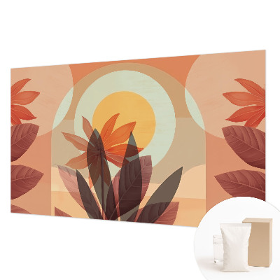 Fototapet stue med abstrakt blomsterdesign