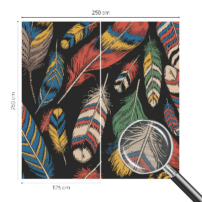 Tapet væg Farverige fjer