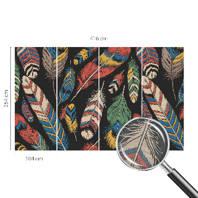 Tapet væg Farverige fjer