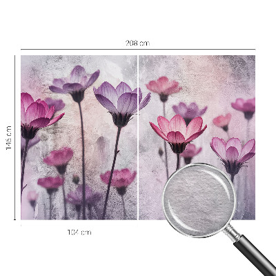 Fotovæg stue med pastelblomster som motiv