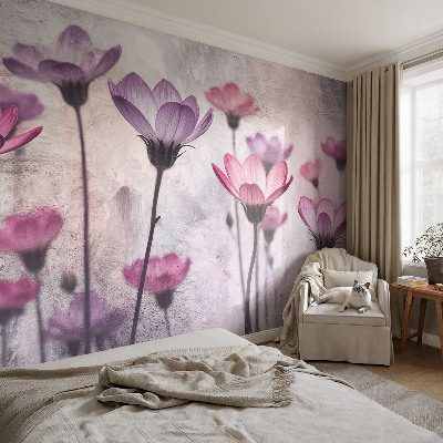 Fotovæg stue Pastelblomster