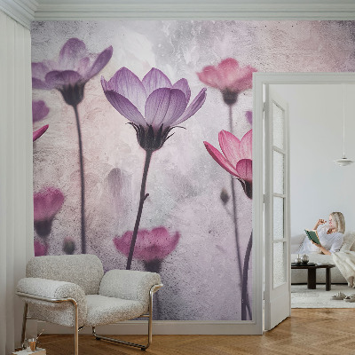 Fotovæg stue Pastelblomster