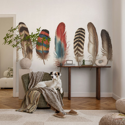 Fototapet på mål med et farverigt fjerdesign