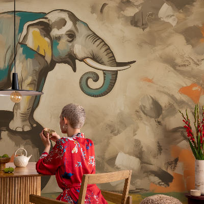 Fototapet med et abstrakt motiv af en elefant