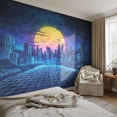 Tapet med futuristisk landskab som motiv