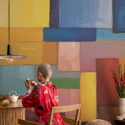 Fototapet børneværelse med farvede rektangler