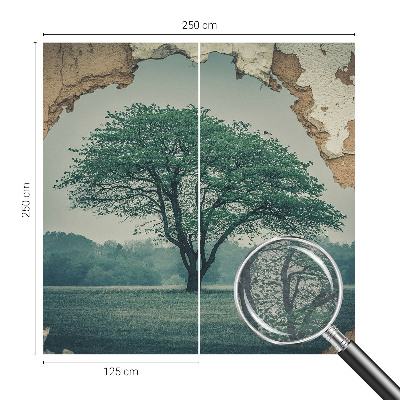 Fotovæg soveværelse med motiv af et ensomt træ