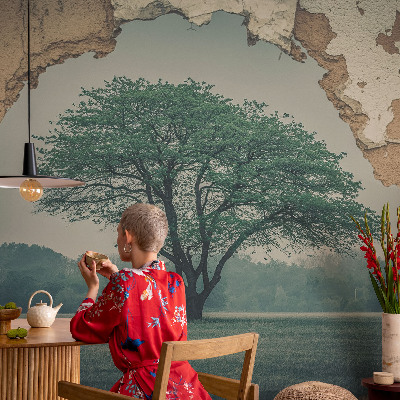 Fotovæg soveværelse Et ensomt træ