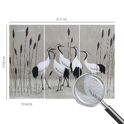 Høj kvalitet fototapet En flok traner