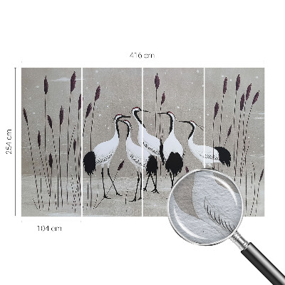 Høj kvalitet fototapet En flok traner