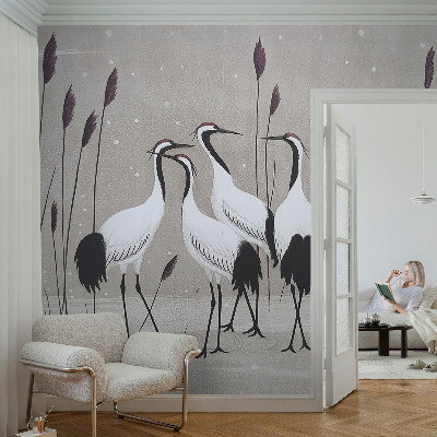 Høj kvalitet fototapet En flok traner