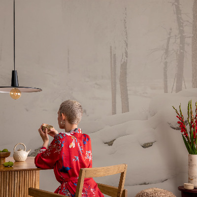 Foto tapet med motiv af en snedækket skov