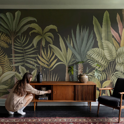 Væg tapet med tropisk junglemotiv