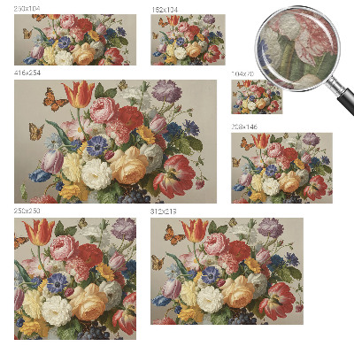 Fotovæg stue Blomster og sommerfugle