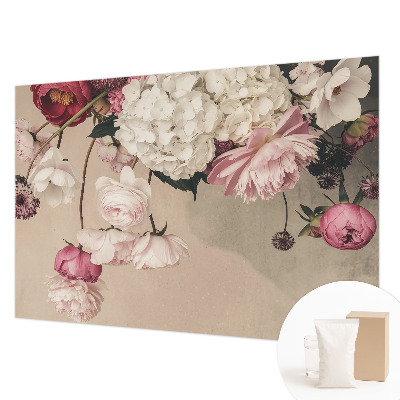 Fotovæg soveværelse med romantiske blomster