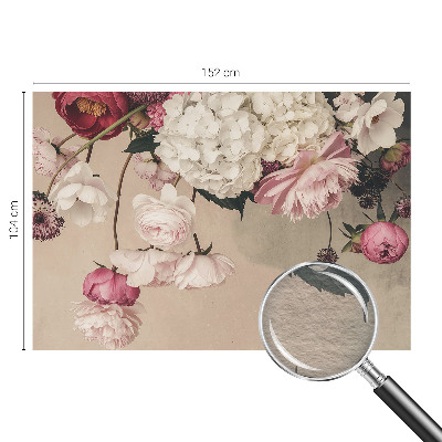 Fotovæg soveværelse med romantiske blomster