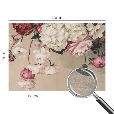 Fotovæg soveværelse med romantiske blomster