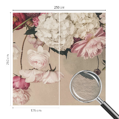 Fotovæg soveværelse med romantiske blomster