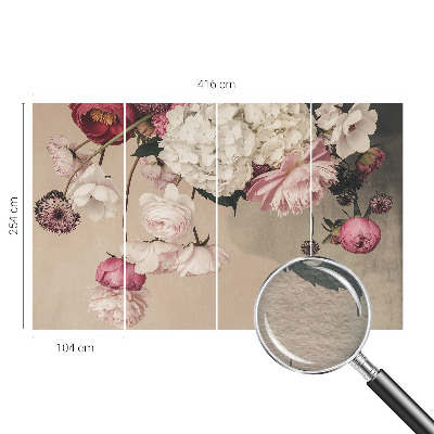 Fotovæg soveværelse Romantiske blomster