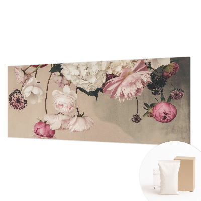 Fotovæg soveværelse med romantiske blomster