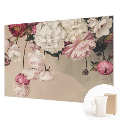 Fotovæg soveværelse med romantiske blomster
