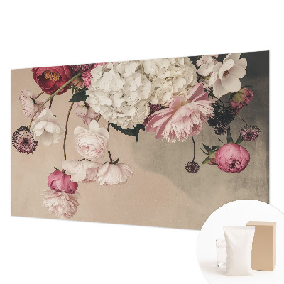 Fotovæg soveværelse med romantiske blomster