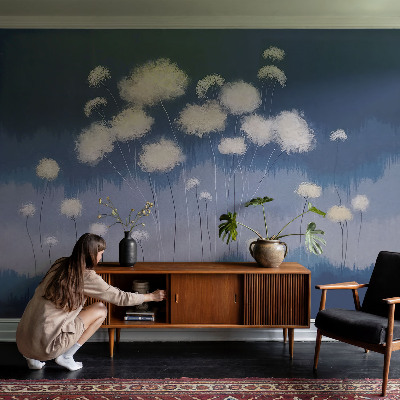 Modern fototapet Hvide mælkebøtter