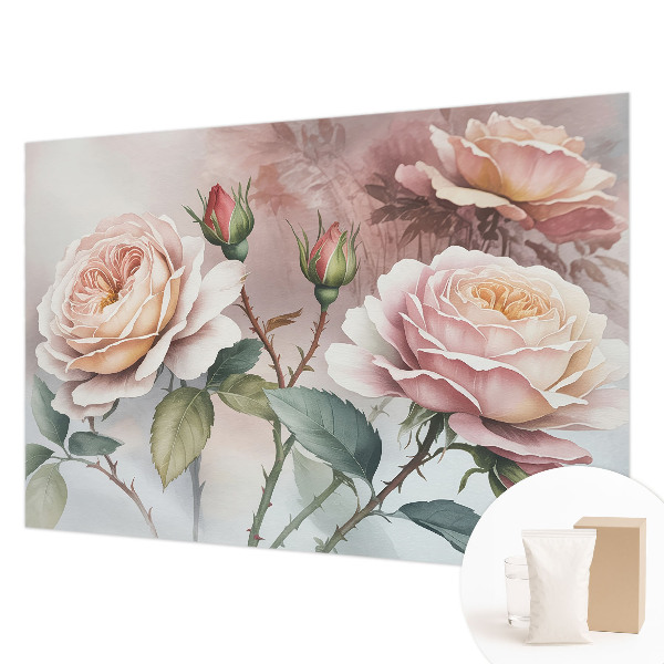 Non-woven fototapet med motiv af pastelfarvede roser