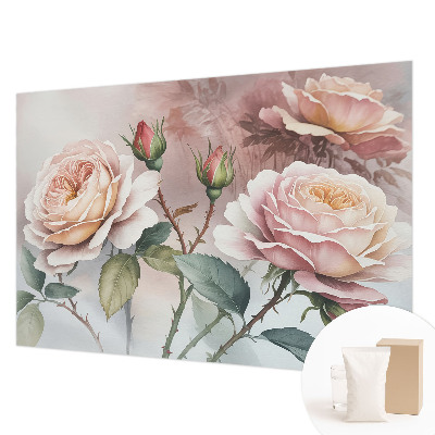Non-woven fototapet med motiv af pastelfarvede roser