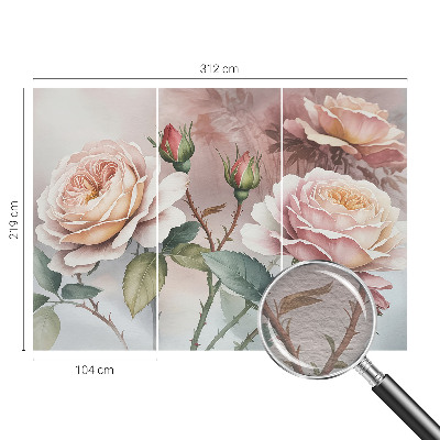 Non-woven fototapet med motiv af pastelfarvede roser