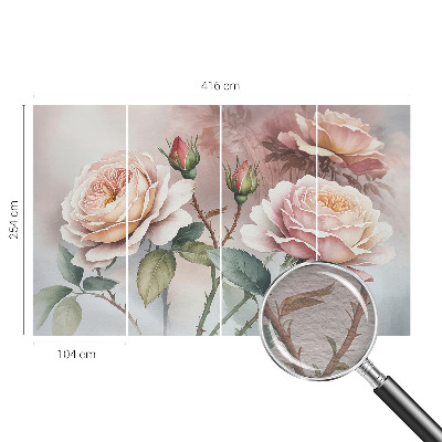Non-woven fototapet med motiv af pastelfarvede roser