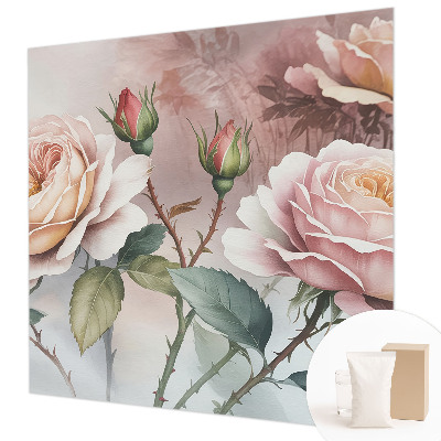 Non-woven fototapet med motiv af pastelfarvede roser