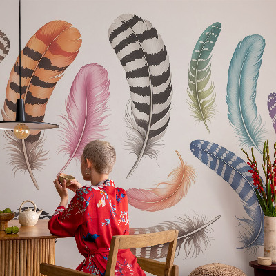 Fototapet stue Pastelfarvede fjer