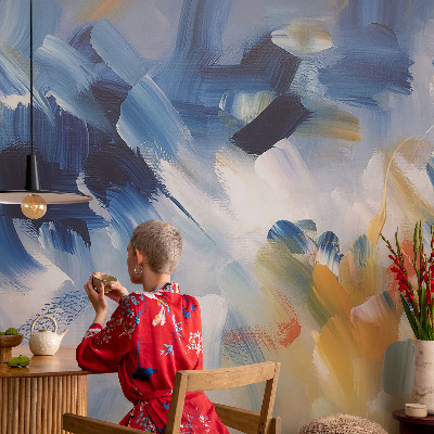 Tapet med farverige streger som dekorativt mønster