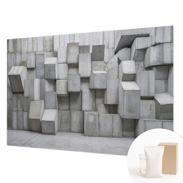 3D fototapet med motiv af betonblokke