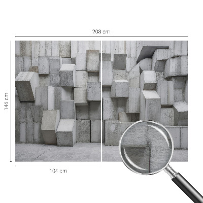 3D fototapet med motiv af betonblokke
