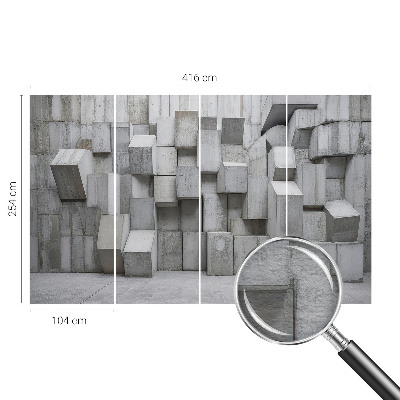 3D fototapet med motiv af betonblokke