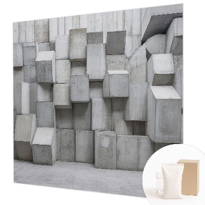 3D fototapet med motiv af betonblokke