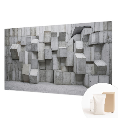3D fototapet med motiv af betonblokke